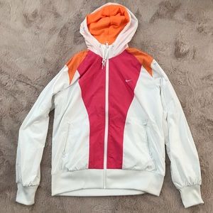 Girls White and Pink Nike Windbreaker Jacket